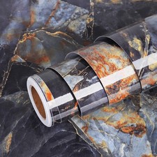 Blue Gem Marble Contact Paper Self Adhesive Wallpaper Peel and Stick Countert...