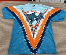 Vintagw Miami Dolphins Shirt Mens XL Tie Dye NFL Football Liquid Blue 90s Tee