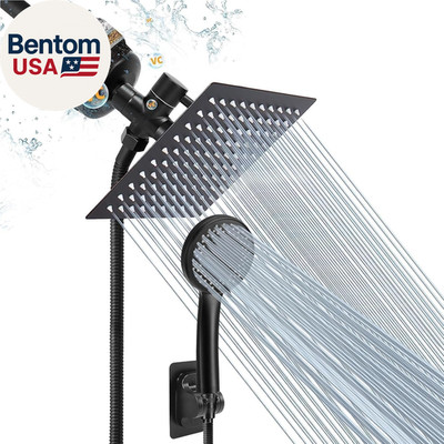 Filtered Rain Shower Head, High Pressure 8 Square, and 5 Settings Handheld Showe