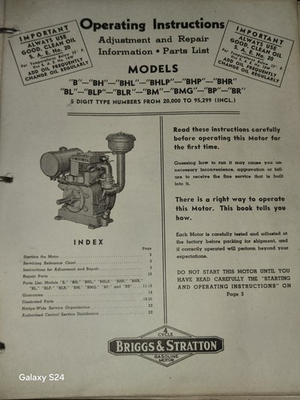 #ad Briggs amp; Stratton Operating Instructions MODELS B BH BHL BHP BHR BL BLP BLR $19.99