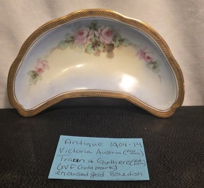 Antique Traun & Gutherz Porcelain Bone Dish 3 Halmarks Export Grade Victoria...
