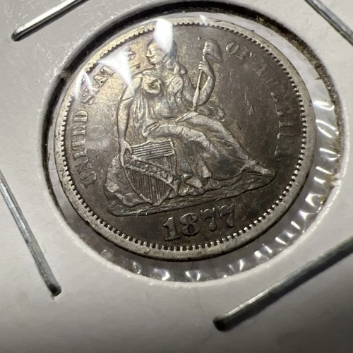 1877-S Seated Liberty Silver Dime (good price) + condition not very good,