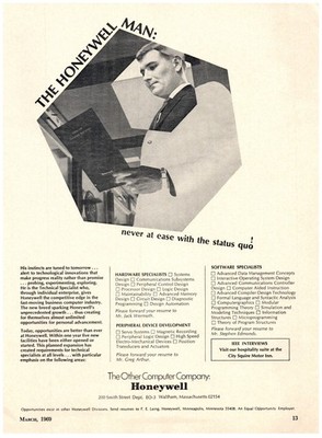 1969 Magazine CLIPPING Job Recruitment Honeywell Computer Hardware Specialists