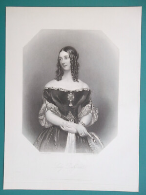 LADY DUFFERIN of Queen Victoria Royal Court - SUPERB 1840 Antique Print