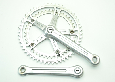 Pédalier Ancien OFMEGA Pour Bianchi - Longueur 170 Mm - Plateaux 52/42 Dents - Axe Carré Conique - Occasion