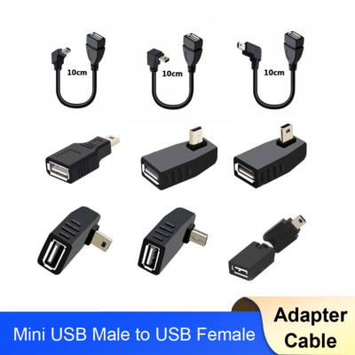 Mini USB Stecker auf USB A Buchse OTG Adapter Kabel 90° Rechtwinkel 10cm 25cm