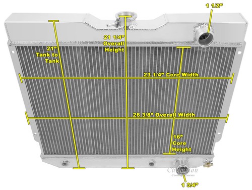 AR Champion 2 Row Radiator W/ 2 12" Fans for 1962 - 1965 Chevrolet Nova #EC65BA - Foto 7 di 9