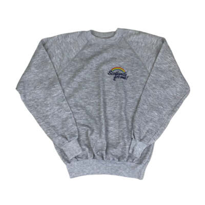Vintage 90er 'Sweat Trends' grau 'Scotland's for me!' Spell-Out Graphic Sweatshirt M