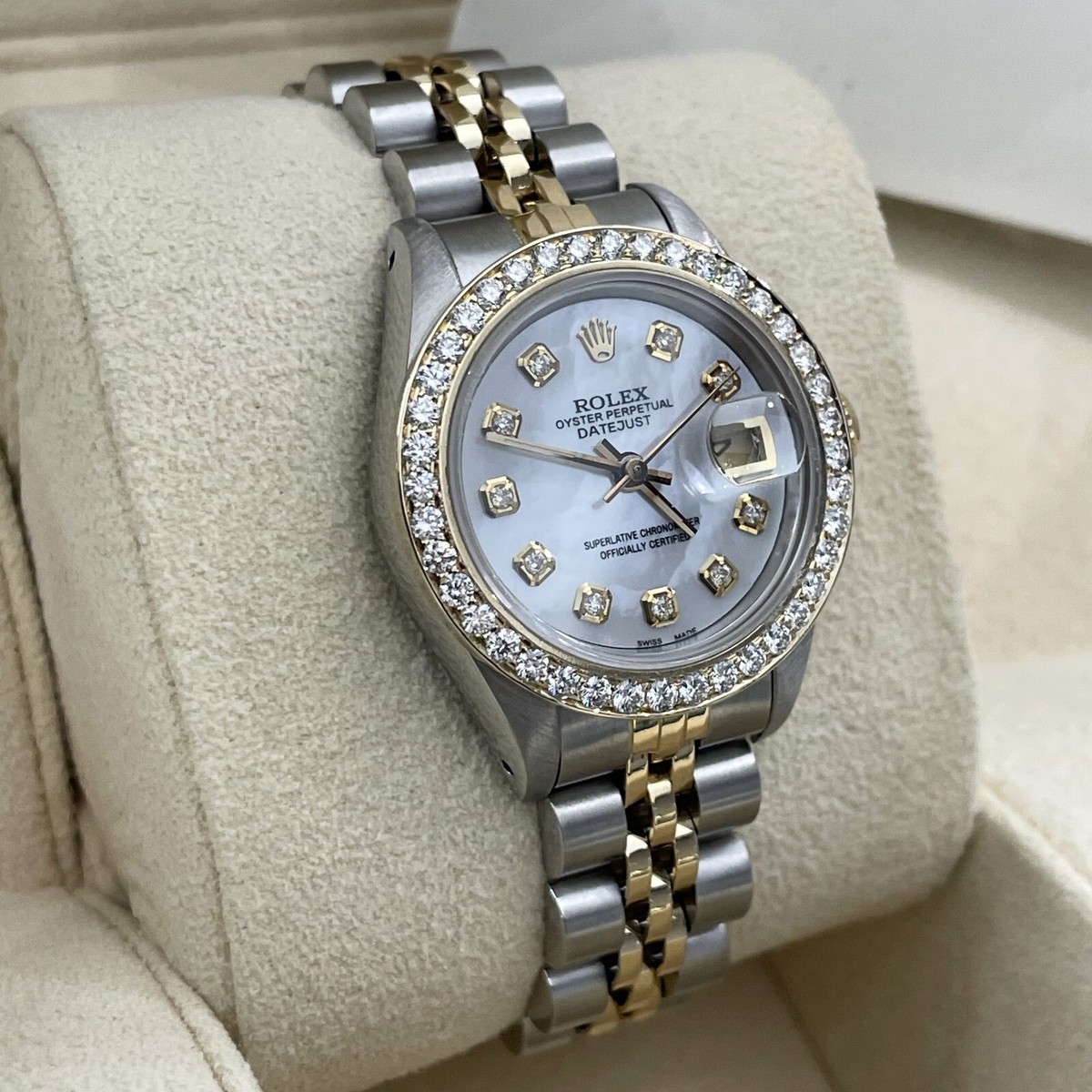 ROLEX LADY-DATEJUST 26mm MOTHER OF PEARL DIAL DIAMOND BEZEL