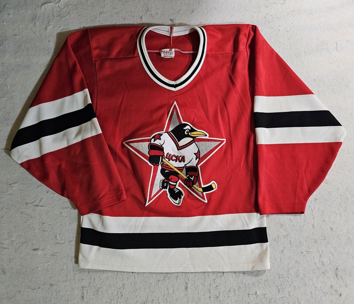 CCM - 【CCM】90s NHL Penguins ホッケーゲームシャツ A-3724 Vintage 90s CSKA Moscow Hockey Jersey Russian Penguins CCM Maska