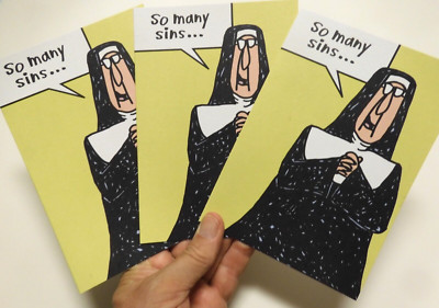 3 Cards Sellers BIRTHDAY Nun So Many Sins Have a Wicked Birthday