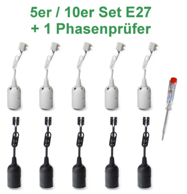 Baustellenfassung E27 230V max 60W Baufassung Fassung Phasenprüfer Bau Prüfer