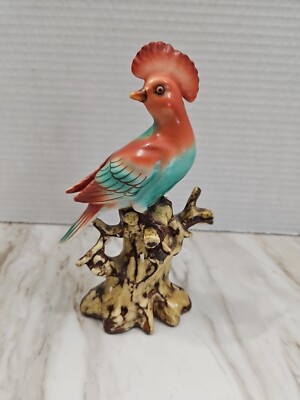 Bird Perched  on Tree Figurine Decor Colorful Peacock
