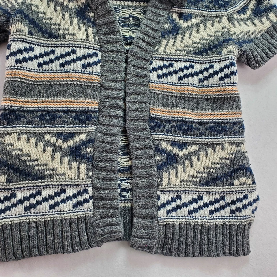 Kenji Sweater Women's Medium Multicolor Gray Aztek Knit Short Sleeve Hooded - Image 4 of 4