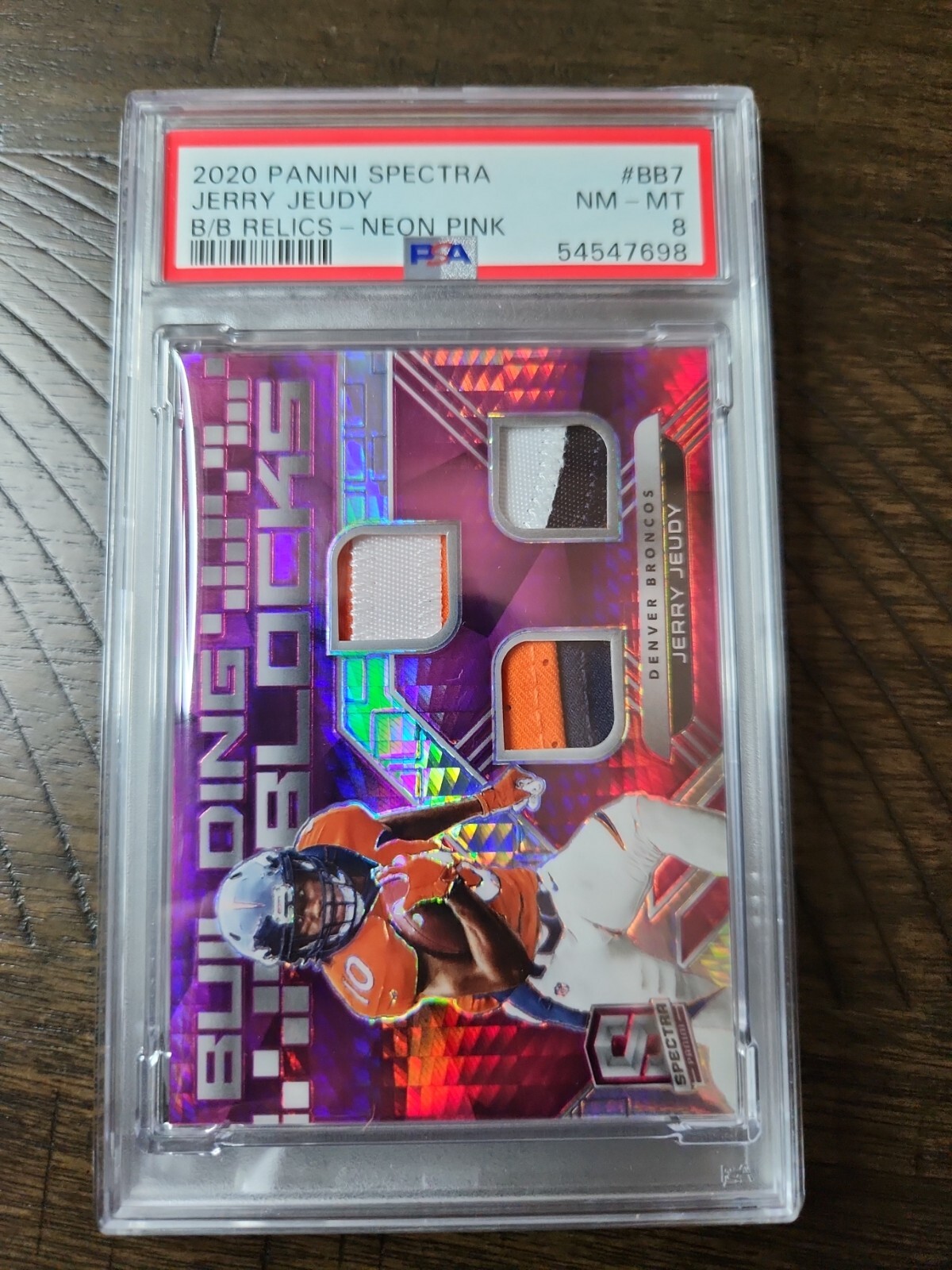 Jerry Jeudy Panini Spectra Building Blocks Relics #BB7 Neon Pink