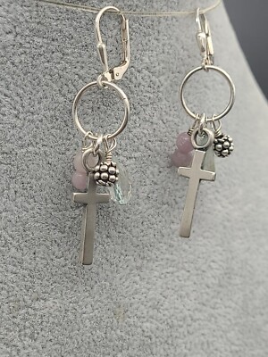 STERLING GRACE Christian Cross Earrings