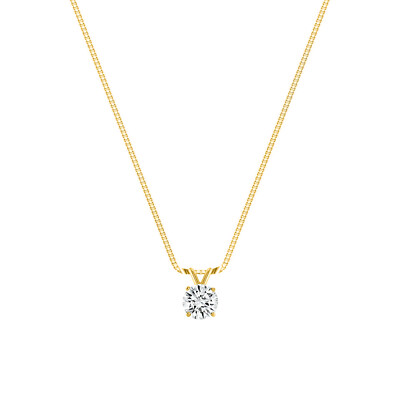 2/3 kt runder im Labor hergestellter gewachsener Diamant Anhänger Halskette 18 K Gelbgold F/VS 16''