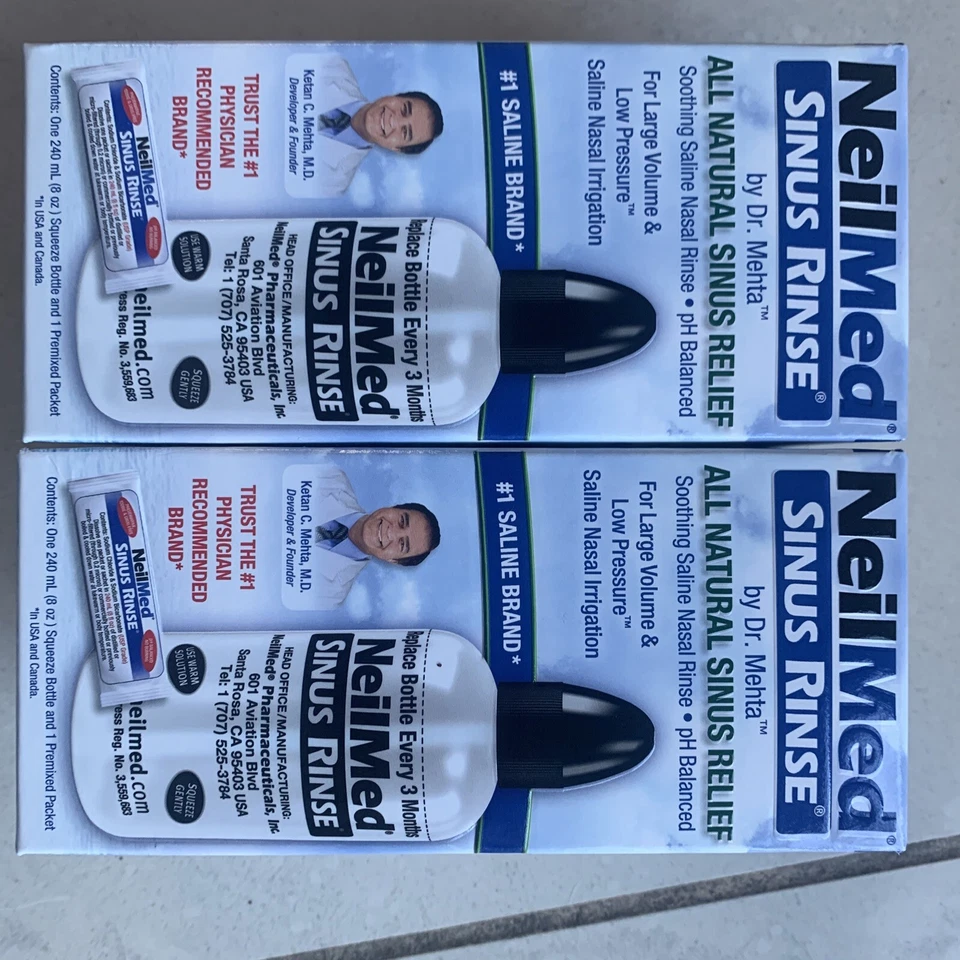 Enjuague sinusal Neilmed (2) dos botellas exprimibles 8 OZ + cajas nuevas dañadas Foto 3 de 3