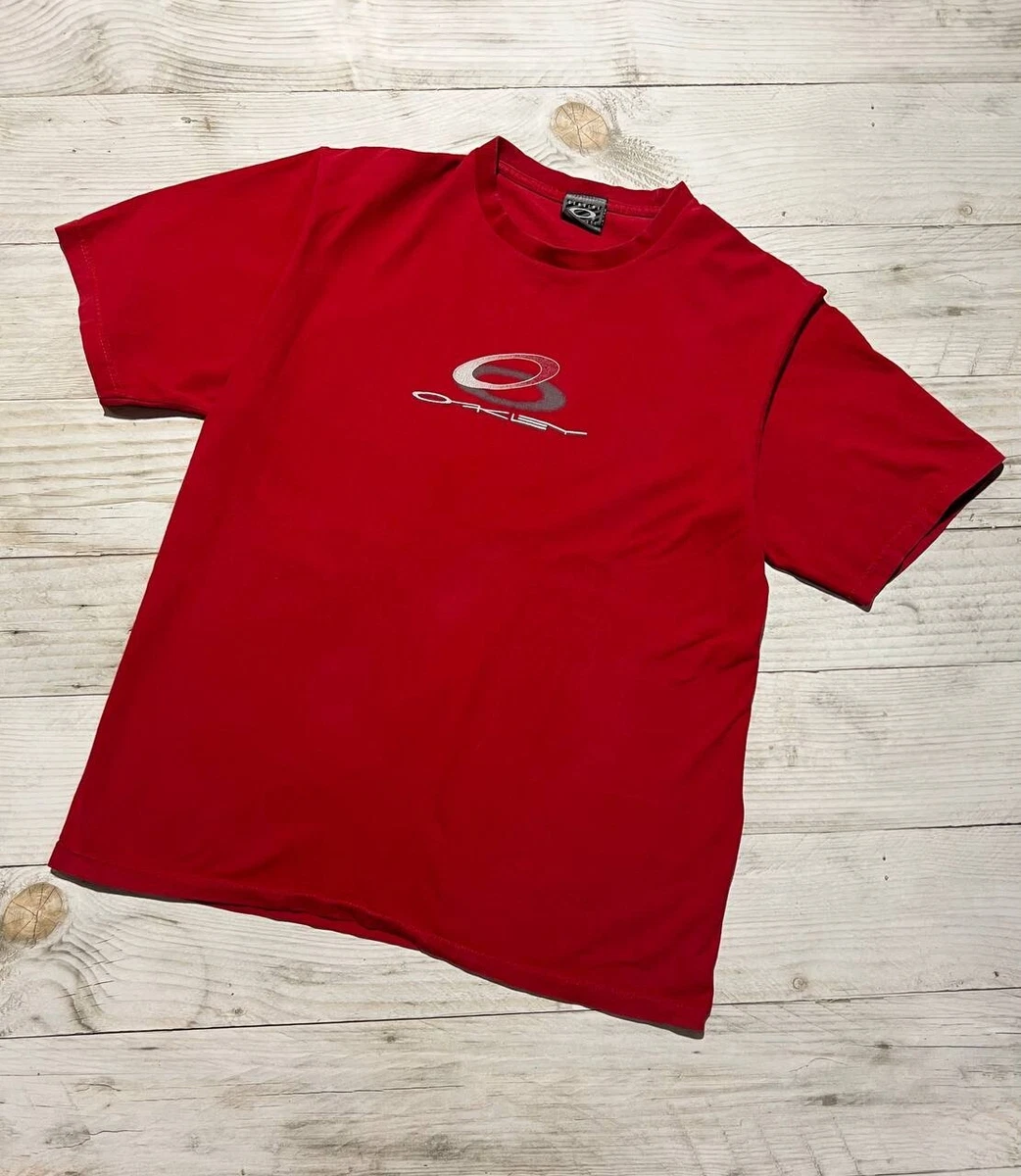 Vintage Oakley Software T-Shirt 2000s Center Big Logo Y2K Man Size M Red