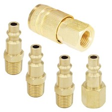 Air Hose Fittings Kit 5 Pieces Solid Brass 1/4 Inch Air Coupler Industrial