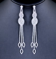 Dangle Leaves Long Austrian Crystal Rhinestone Chandelier Dangle Earrings E132