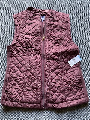 Laura Scott Lightweight Burgundy Quilted Puffer Vest Size Small