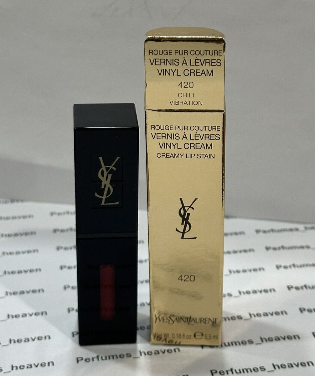 YSL Vernis A Levres Vinyl Cream Lip Stain 420 Chili Vibration With  Box