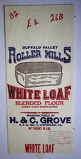 LARGE Vintage Paper Sack Bag, BUFFALO VALLEY ROLLER MILLS, FLOUR, LEWISBURG 2000