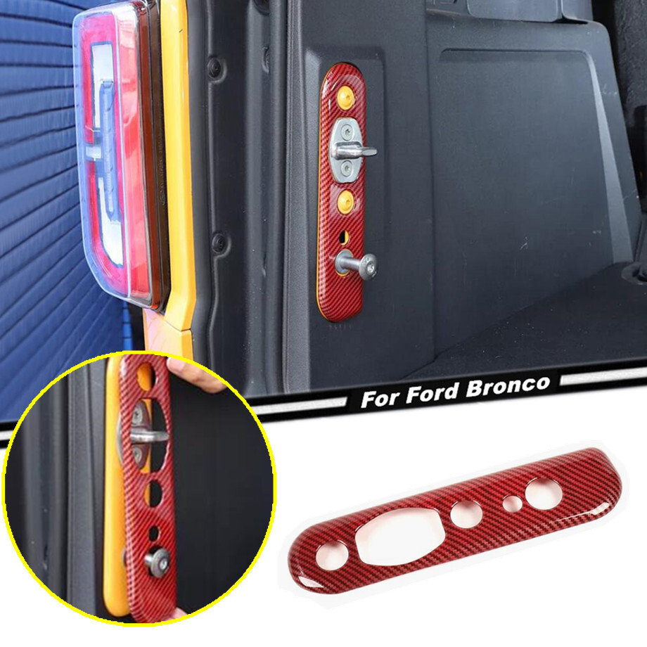 Ford Bronco 21-24 Red Carbon Tailgate Trunk Lock Cover Trim Accessory