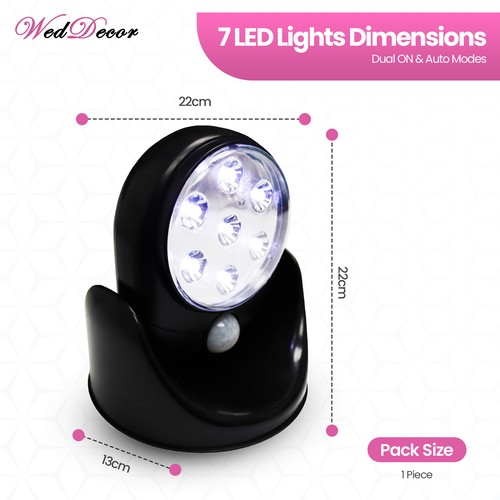 Luces LED activadas por movimiento 7 LEDs luz inalámbrica para lámpara de pared interior exterior - Imagen 11 de 22