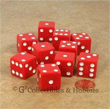 NEW Set of 10 Red 19mm Large Dice Six Sided RPG Bunco Board Game 3/4 inch D6s 