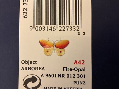 SWAROVSKI Paradise Butterfly Arborea Fire Opal #622733 W/Display