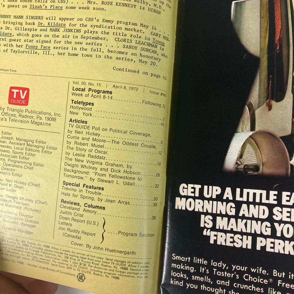 TV Guide Magazine April 8 1972 #993 TV Political San Francisco Ed. No Label Foto 2 de 2