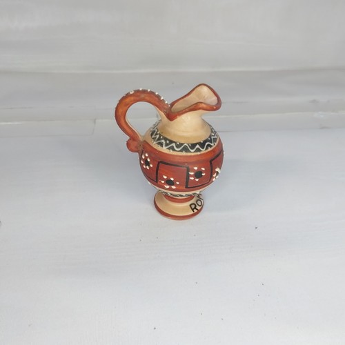 R. Rolli Deruta Pottery Hand Painted Embossed Roma Italian Miniature Pitcher - Picture 4 of 6