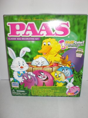 PAAS CLASSIC EGG DECORATING KIT 96 STICKERS 8 EGG STANDS 6 FOOD COLR TAB, ETC