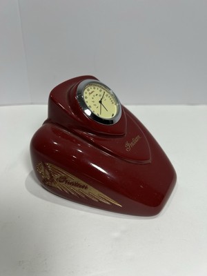 Indian Motorcycle Gas Tank Paperweight/Desk Clock NEEDS NEW BATTERY