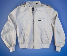 VINTAGE Members Only 80s Racer Jacket Mens 42 Beige Full Zip Bomber Pockets