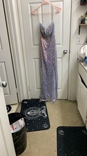 Light Purple Sequin Strapless Floor Length Dress