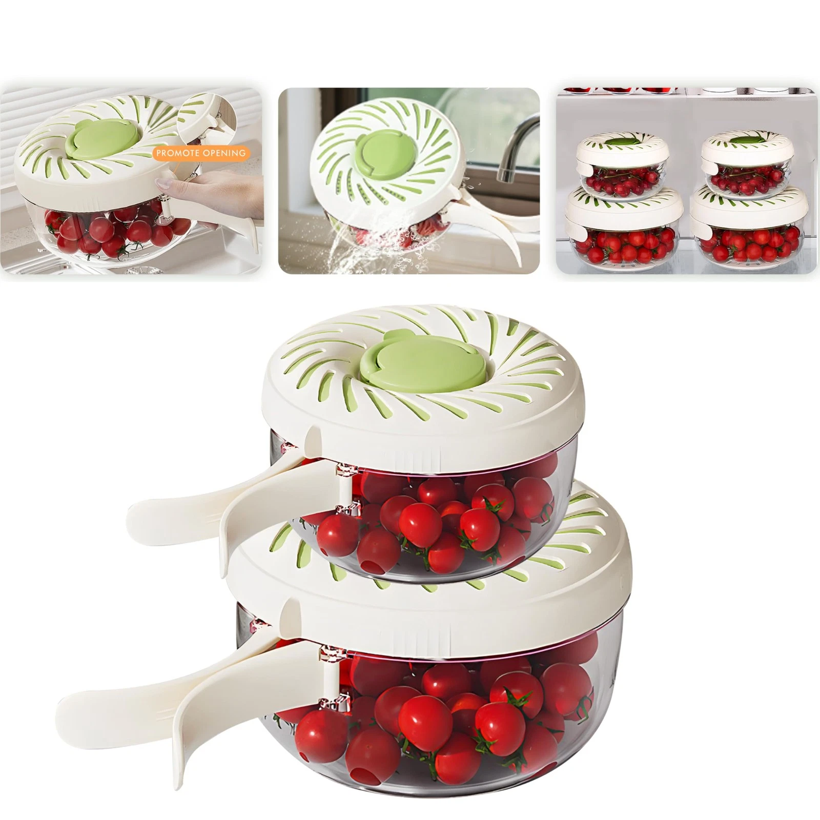 2Pcs Upgraded Fruit Washing Bowl with Strainer,BPA-Free Drain Basket for Lid ...