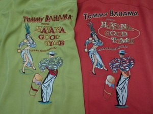 LOT 2-TOMMY BAHAMA EMBROIDERED 100% SILK CUBA "HAVANA GOOD TIME" CASINO SHIRTS