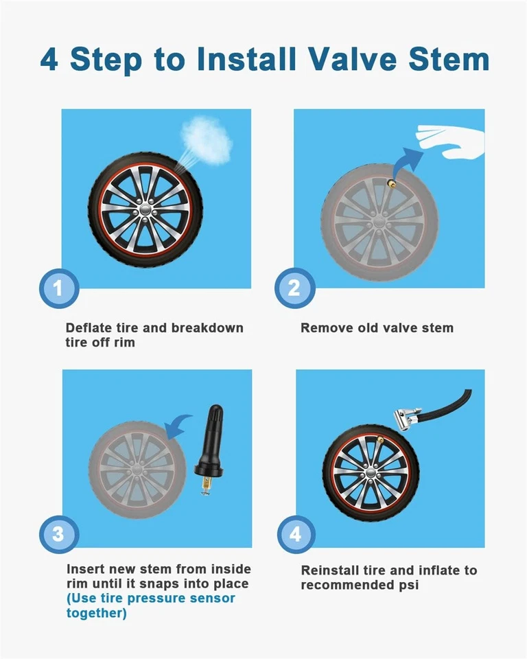 Kit de reconstrucción de goma de vástago de válvula 20/100/200/500 TPMS para sensor de presión de neumáticos 20008 Foto 3 de 4