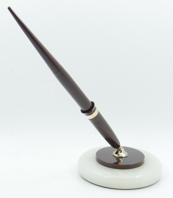 Sheaffer Touchdown Brown Fountain Pen On Onyx Desk Set - 14kt Nib - 1950 - New!