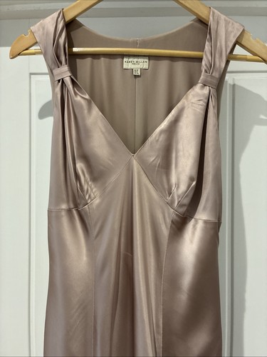 KAREN MILLEN Evening Dress Dusky Pink Satin Full Length Fishtail Size 10-12 Uk - Picture 16 of 23