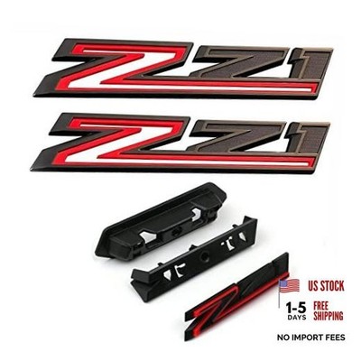 (Set of 3) 2019-2026 OEM 2pack Side Decals Emblems + Grille 2 Black Red+Grille