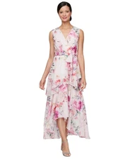 Sl Fashions Dress Pink White Metallic Accents, Size 12