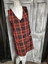 DISNEY Mickey Mouse Unlimited Jerry Leigh XS-S plaid Jumper OVERALL dress pocket