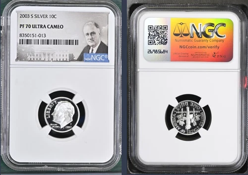 2003-S SILVER ROOSEVELT DIME NGC PF70 ULTRA CAMEO "PORTRAIT LABEL" TOP POP