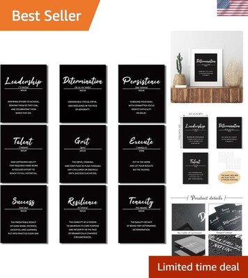 Inspirational Wall Art Set: 9 Classic Quotes for Home & Office, 8x10 Prints
