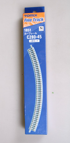 Tomix Fine Track N 1851 4x gebogenes Gleis Kurve in Schotterbettung Kurve 45° | Zustand: Neu