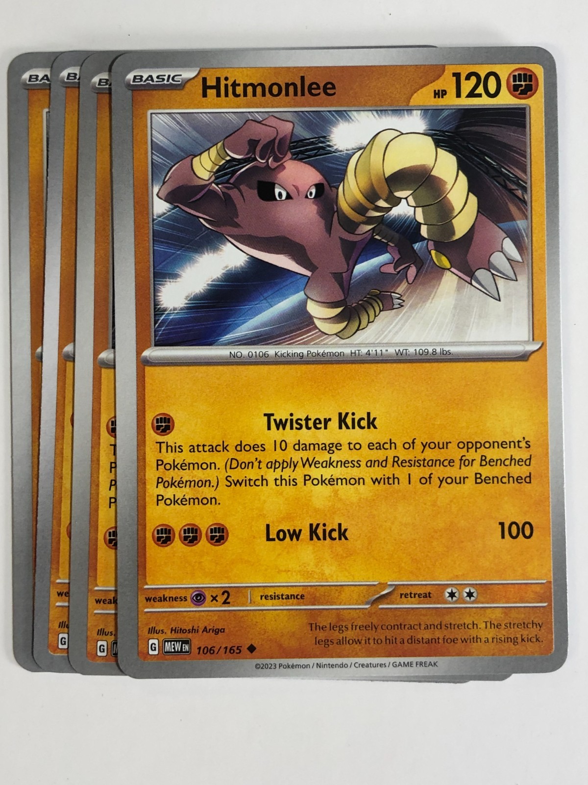 Pokemon TCG 151 4x Playset Hitmonlee 106/165 Near Mint